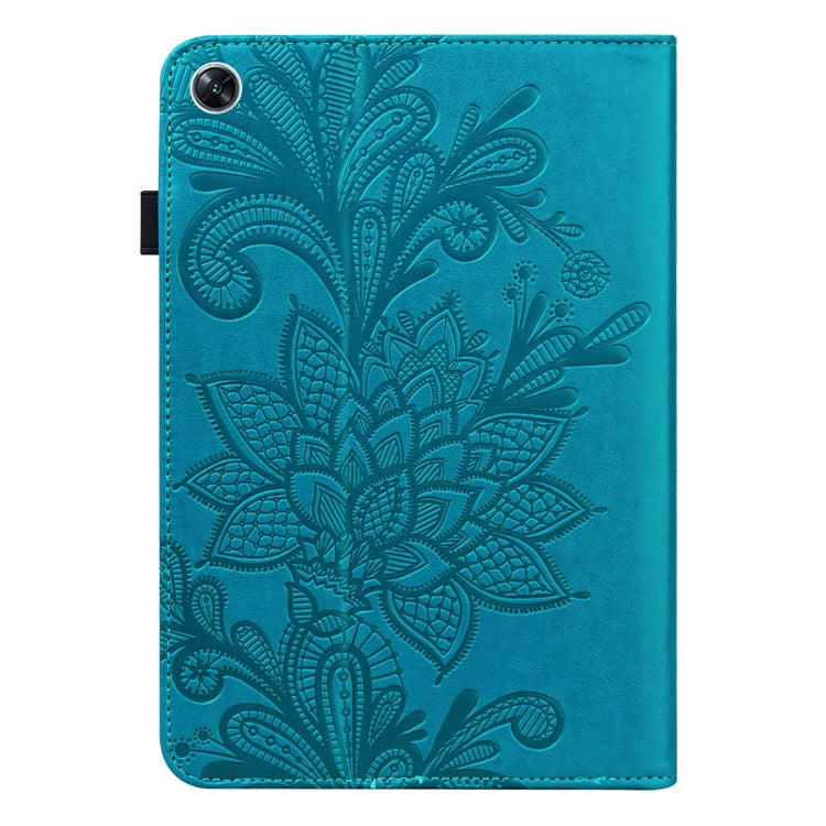 For OPPO Pad Air 2022 Lace Flower Embossing Pattern Leather Tablet Case(Blue)