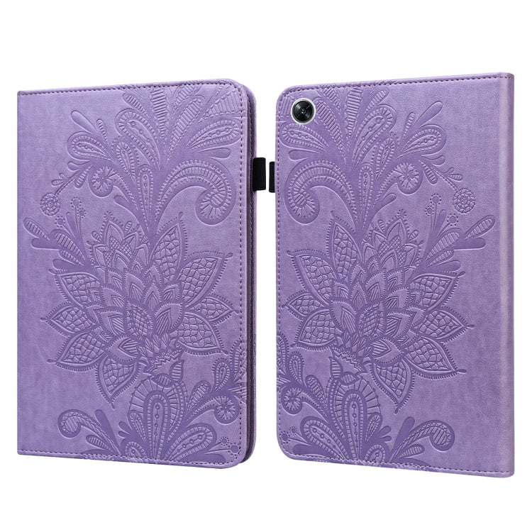 For OPPO Pad Air 2022 Lace Flower Embossing Pattern Leather Tablet Case(Purple)
