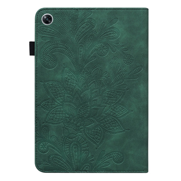 For OPPO Pad Air 2022 Lace Flower Embossing Pattern Leather Tablet Case(Green)