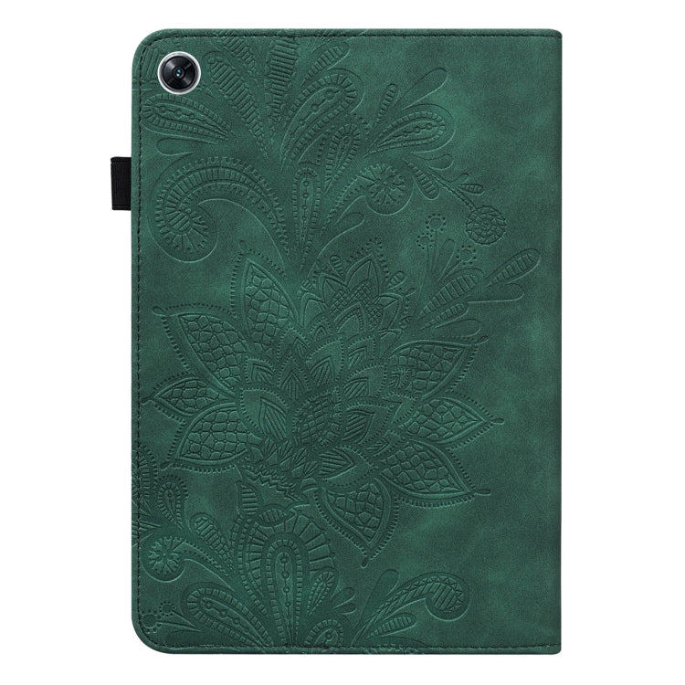 For OPPO Pad Air 2022 Lace Flower Embossing Pattern Leather Tablet Case(Green)