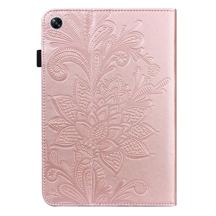 For OPPO Pad Air 2022 Lace Flower Embossing Pattern Leather Tablet Case(Pink)