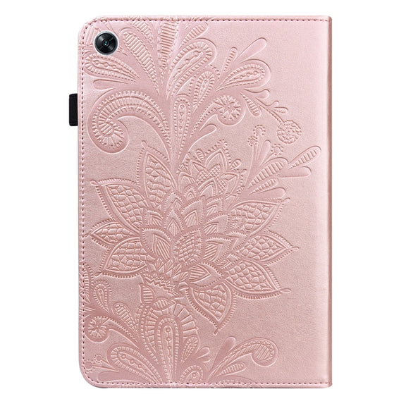 For OPPO Pad Air 2022 Lace Flower Embossing Pattern Leather Tablet Case(Pink)