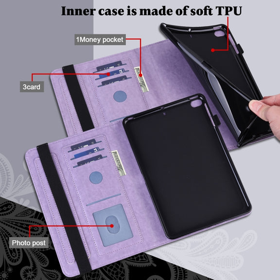 For Realme Pad X Lace Flower Embossing Pattern Leather Tablet Case(Purple)