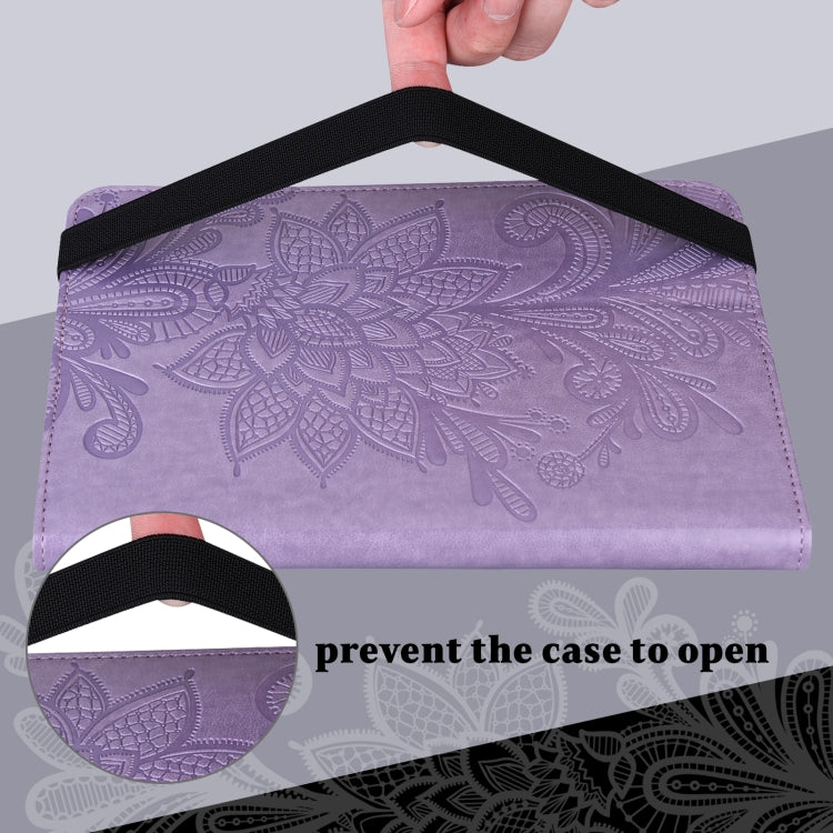 For Realme Pad X Lace Flower Embossing Pattern Leather Tablet Case(Purple)