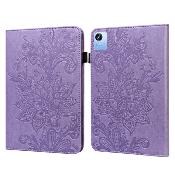 For Realme Pad X Lace Flower Embossing Pattern Leather Tablet Case(Purple)