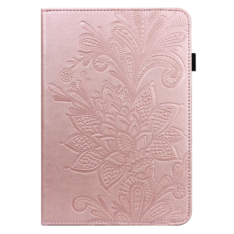 For Realme Pad X Lace Flower Embossing Pattern Leather Tablet Case(Pink)