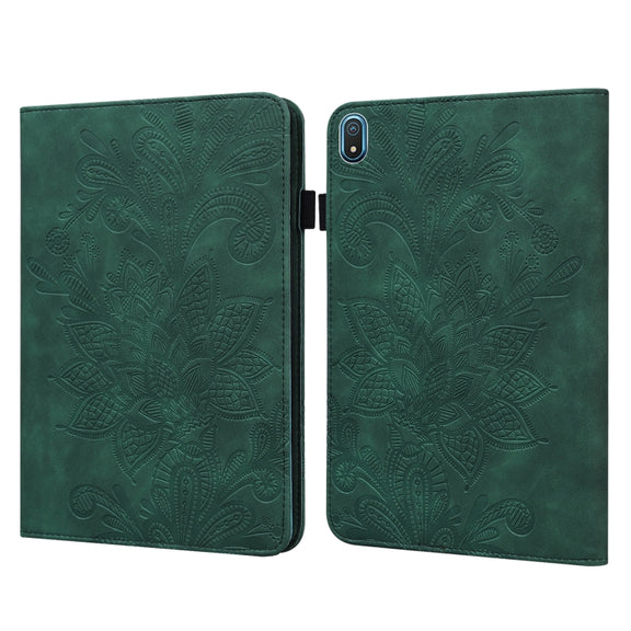 For Nokia T20 10.4 2021 Lace Flower Embossing Pattern Leather Tablet Case(Green)