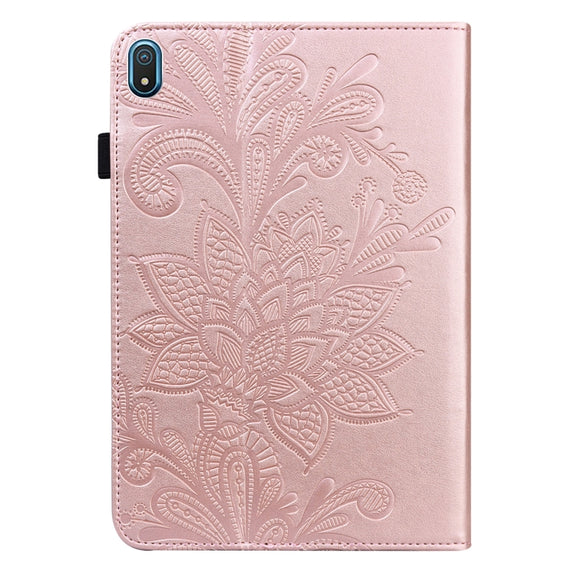For Nokia T20 10.4 2021 Lace Flower Embossing Pattern Leather Tablet Case(Pink)