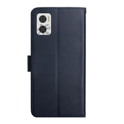 For Motorola Moto E22 4G Genuine Leather Fingerprint-proof Flip Phone Case(Blue)
