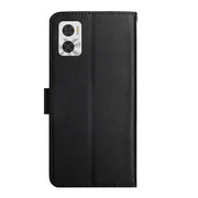 For Motorola Moto E22 4G Genuine Leather Fingerprint-proof Flip Phone Case(Black)