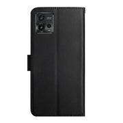 For Motorola Moto G72 4G Genuine Leather Fingerprint-proof Flip Phone Case(Black)