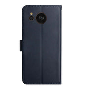For Sharp Aquos Sense7 SH-V48 Genuine Leather Fingerprint-proof Flip Phone Case(Blue)