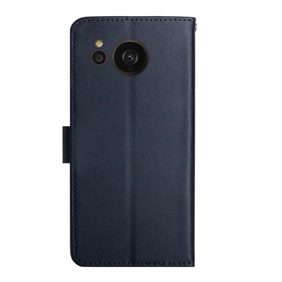 For Sharp Aquos Sense7 SH-V48 Genuine Leather Fingerprint-proof Flip Phone Case(Blue)