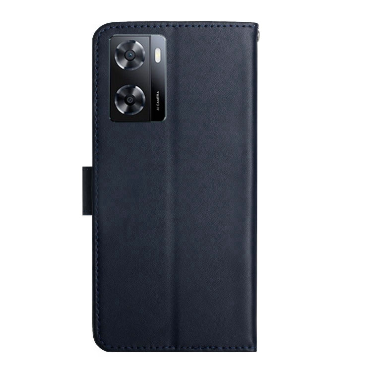 For OnePlus Nord N300 Genuine Leather Fingerprint-proof Flip Phone Case(Blue)