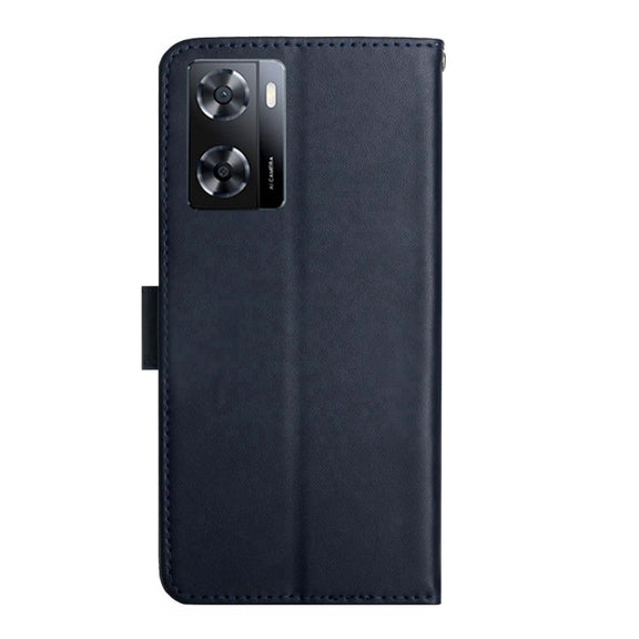 For OnePlus Nord N300 Genuine Leather Fingerprint-proof Flip Phone Case(Blue)