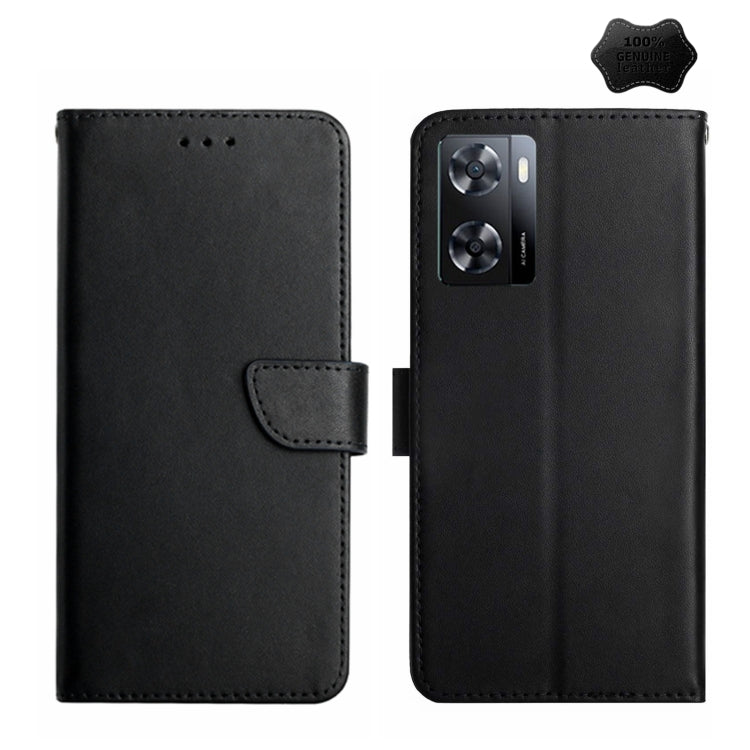 For OnePlus Nord N300 Genuine Leather Fingerprint-proof Flip Phone Case(Black)