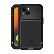 For iPhone 14 LOVE MEI Metal Shockproof Life Water-resistant Dustproof Phone Case(Black)
