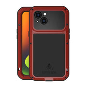 For iPhone 14 LOVE MEI Metal Shockproof Life Water-resistant Dustproof Phone Case(Red)