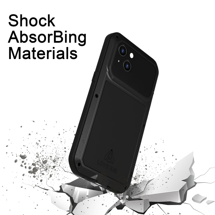 For iPhone 14 LOVE MEI Metal Shockproof Life Water-resistant Dustproof Phone Case(Red)