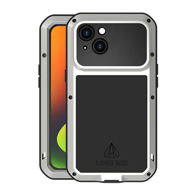 For iPhone 14 Plus LOVE MEI Metal Shockproof Life Water-resistant Dustproof Phone Case(Silver)