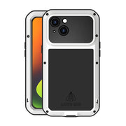 For iPhone 14 Plus LOVE MEI Metal Shockproof Life Water-resistant Dustproof Phone Case(White)