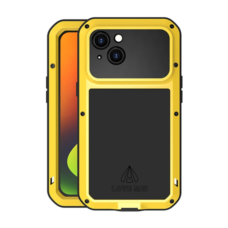 For iPhone 14 Plus LOVE MEI Metal Shockproof Life Water-resistant Dustproof Phone Case(Yellow)