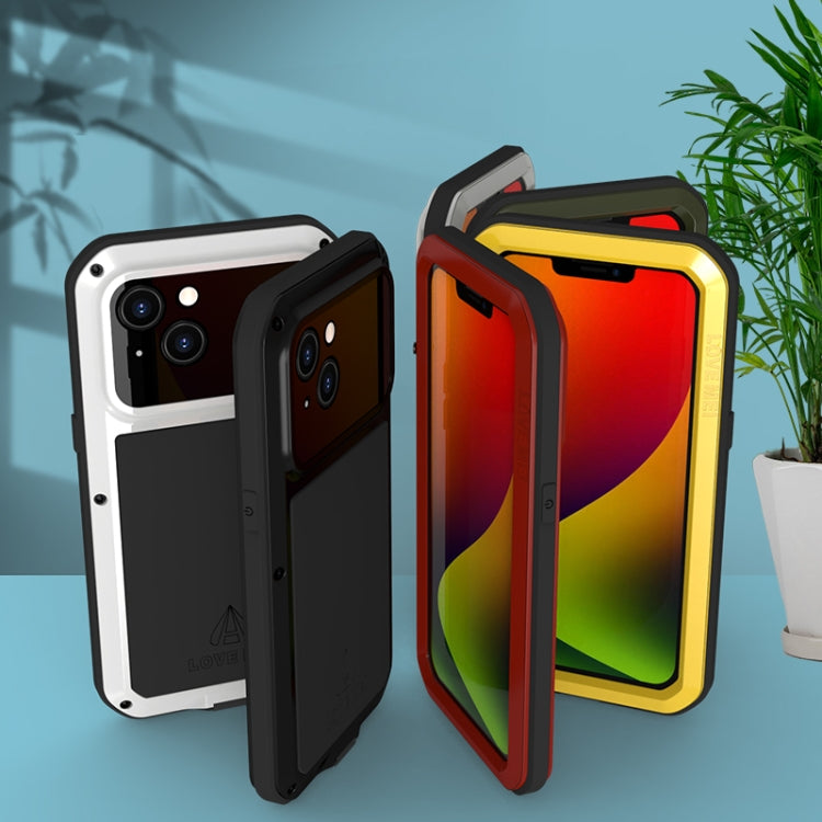 For iPhone 14 Plus LOVE MEI Metal Shockproof Life Water-resistant Dustproof Phone Case(Black)