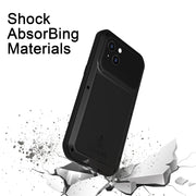 For iPhone 14 Plus LOVE MEI Metal Shockproof Life Water-resistant Dustproof Phone Case(Black)