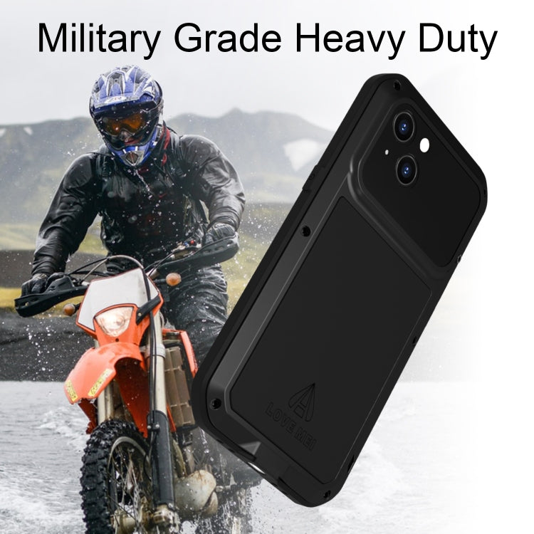 For iPhone 14 Plus LOVE MEI Metal Shockproof Life Water-resistant Dustproof Phone Case(Black)