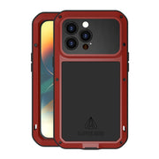For iPhone 14 Pro LOVE MEI Metal Shockproof Life Water-resistant Dustproof Phone Case(Red)