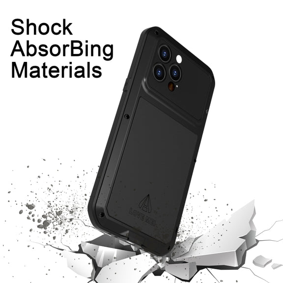 For iPhone 14 Pro LOVE MEI Metal Shockproof Life Water-resistant Dustproof Phone Case(Yellow)