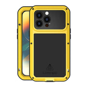 For iPhone 14 Pro Max LOVE MEI Metal Shockproof Life Water-resistant Dustproof Phone Case(Yellow)