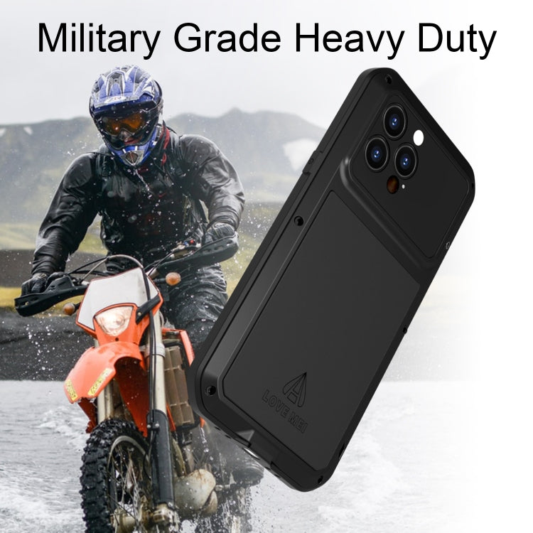 For iPhone 14 Pro Max LOVE MEI Metal Shockproof Life Water-resistant Dustproof Phone Case(Red)