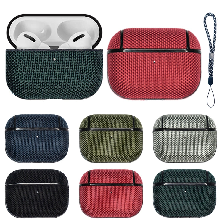 For AirPods Pro 2 Nylon Water-resistant Wireless Earphone Case with Lanyard(Black)