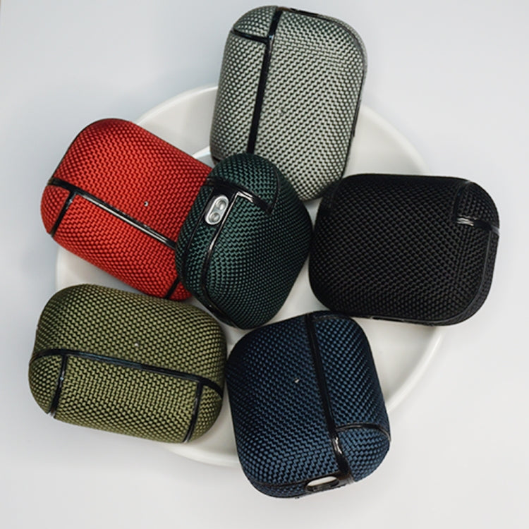 For AirPods Pro 2 Nylon Water-resistant Wireless Earphone Case with Lanyard(Dark Blue)