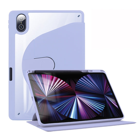 For Honor Tablet V7 Pro Acrylic 360 Degree Rotation Holder Tablet Leather Case(Purple)