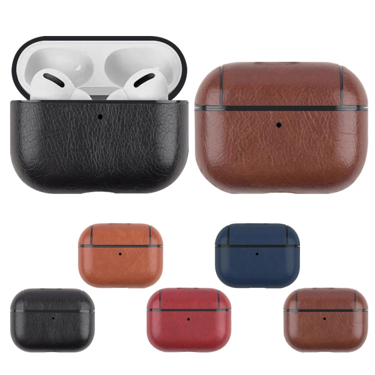 For AirPods Pro 2 Wireless Earphone Leather Shockproof Protective Case(Dark Brown)