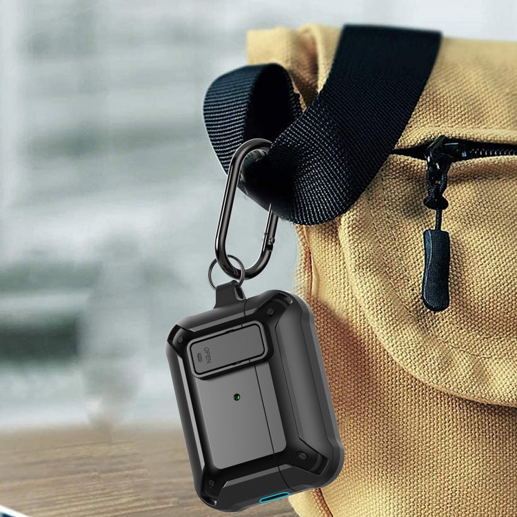 For AirPods Pro 2 Bumblebee Wireless Earphones Silicone Case with Switch & Lanyard Hole(Blue Red)