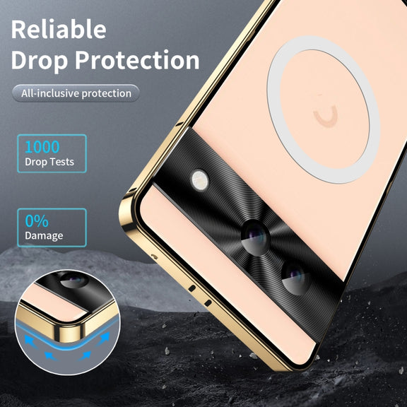 For Google Pixel 8a MagSafe Magnetic Frosted Metal Phone Case(Gold)