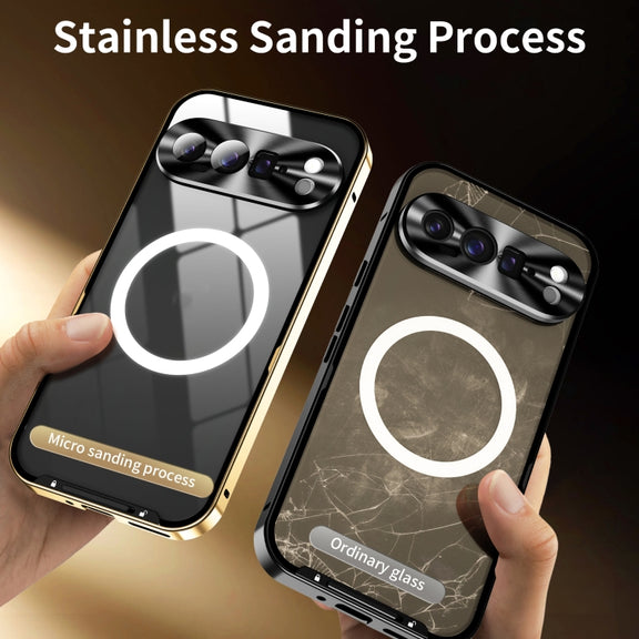 For Google Pixel 9 Pro MagSafe Magnetic Frosted Metal Phone Case(Gold)