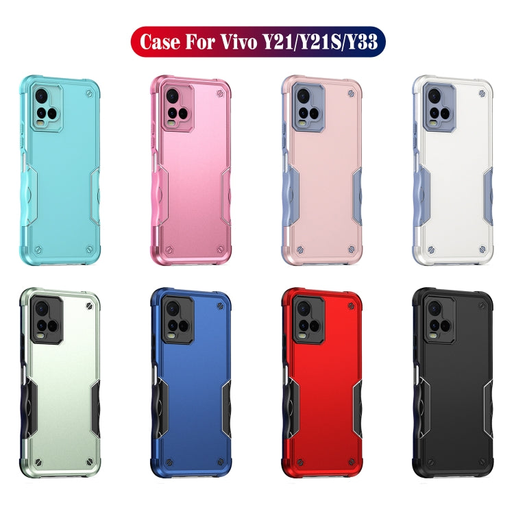 For vivo Y21 / Y21s / Y33 Non-slip Shockproof Armor Phone Case(Black)