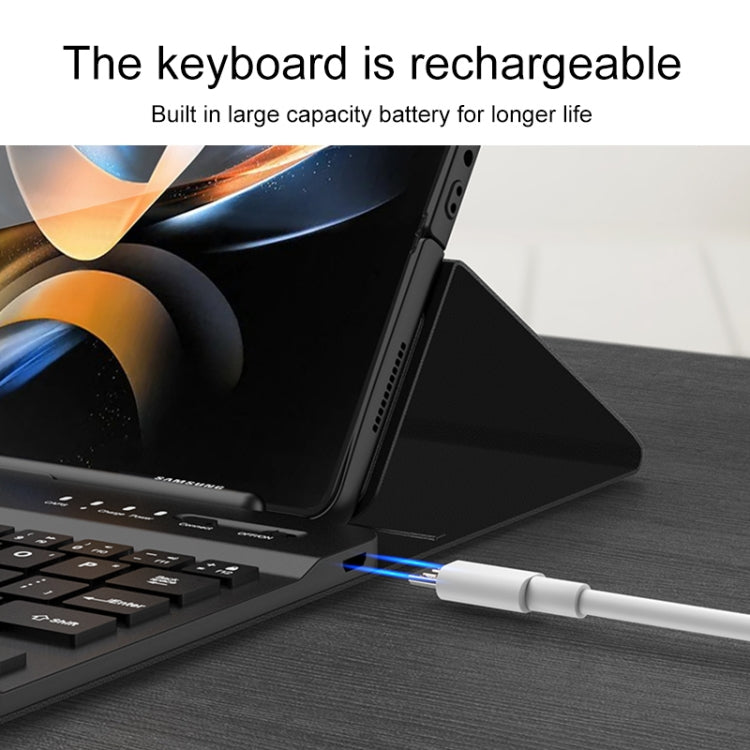 For Samsung Galaxy Z Fold3 5G Magnetic Folding Bluetooth Keyboard Leather Case(Carbon Fiber)