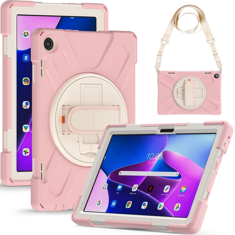 For Lenovo Tab M10 10.1 3rd Gen Silicone + PC Protective Tablet Case(Cherry Blossom Pink)