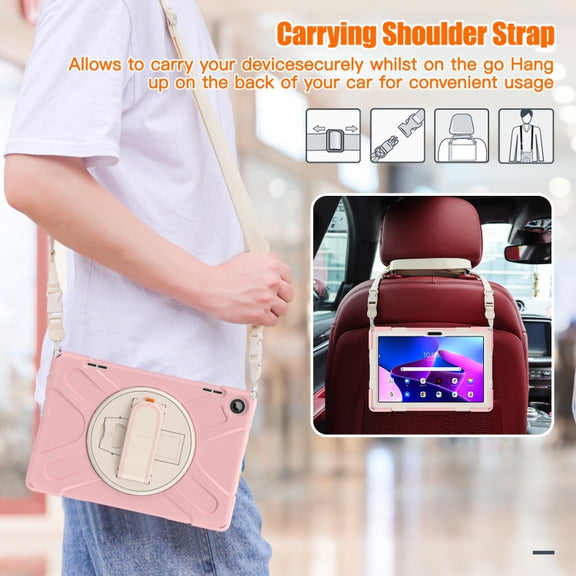 For Lenovo Tab M10 10.1 3rd Gen Silicone + PC Protective Tablet Case(Cherry Blossom Pink)