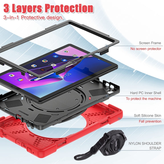 For Lenovo Tab M10 10.1 3rd Gen Silicone + PC Protective Tablet Case(Red)