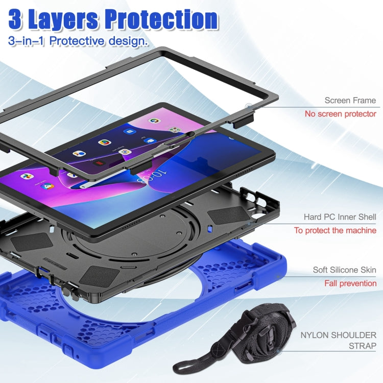 For Lenovo Tab M10 10.1 3rd Gen Silicone + PC Protective Tablet Case(Blue)