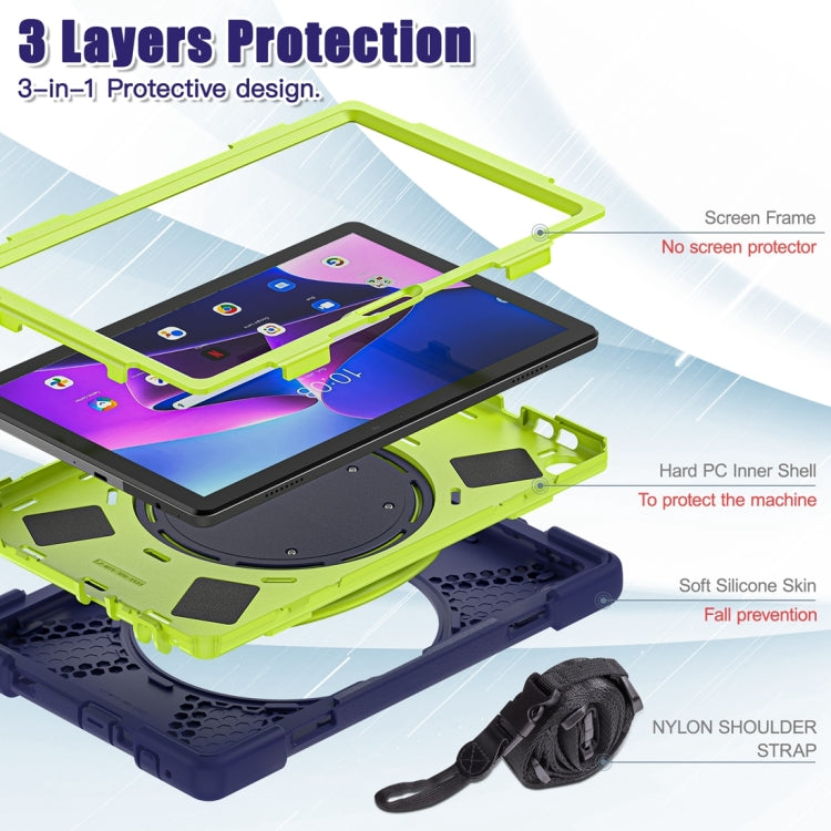 For Lenovo Tab M10 10.1 3rd Gen Silicone + PC Protective Tablet Case(Navy Blue Lime)