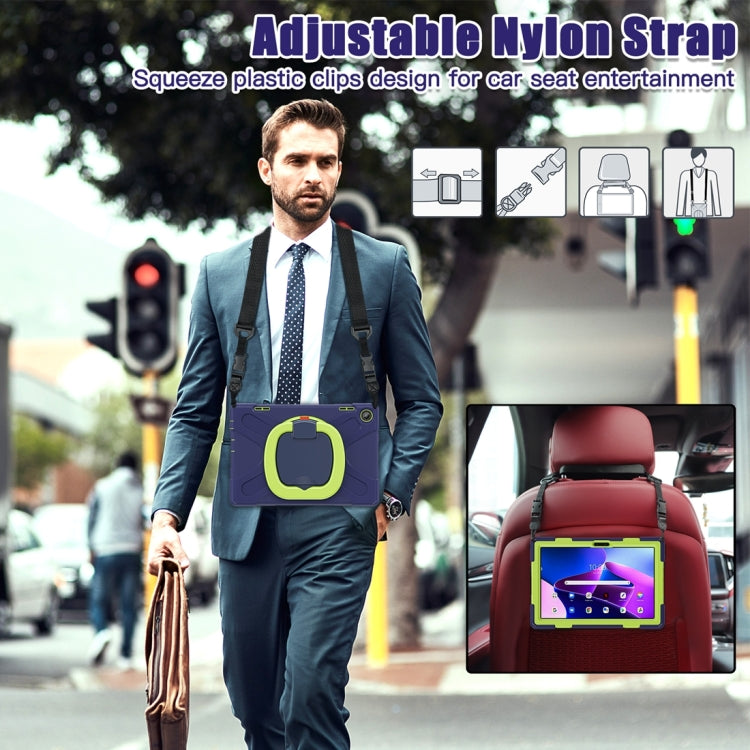 For Lenovo Tab M10 10.1 3rd Gen Silicone + PC Protective Tablet Case(Navy Blue Lime)