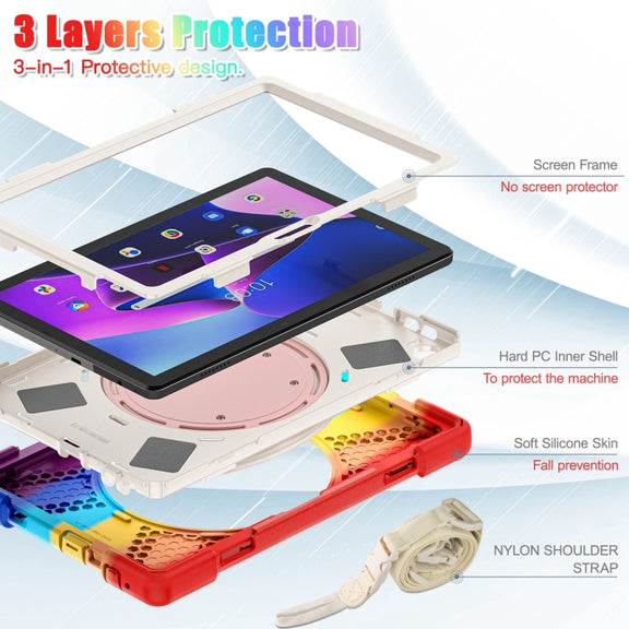 For Lenovo Tab M10 10.1 3rd Gen Silicone + PC Protective Tablet Case(Colorful Red)