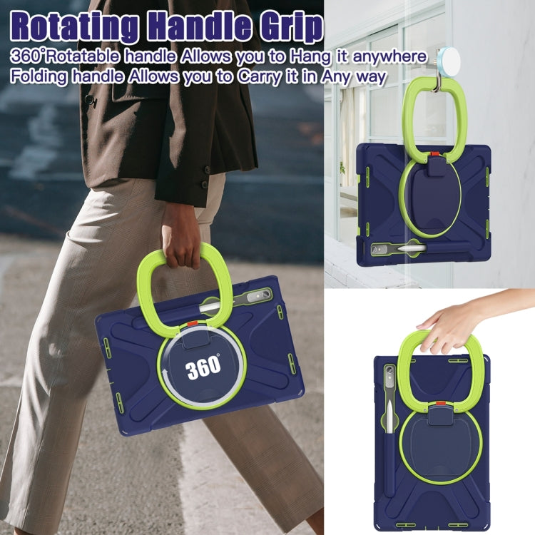 For Lenovo Pad Pro 2022 11.2 inch Silicone + PC Protective Tablet Case(Navy Blue Lime)